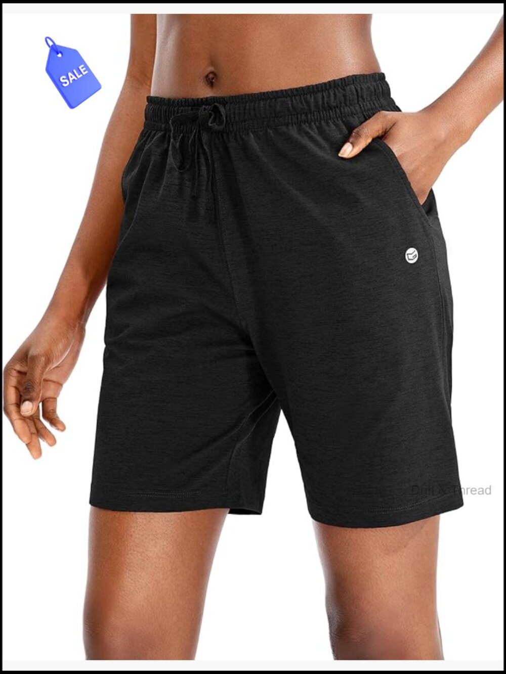 7" Inseam Bermuda Shorts with Deep Pockets, Elastic Waist for Lounge & Walking